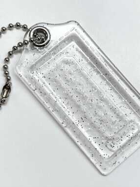 Coach Poppy Clear Glitter Hang Tag 1 1/2 inches wide EUC